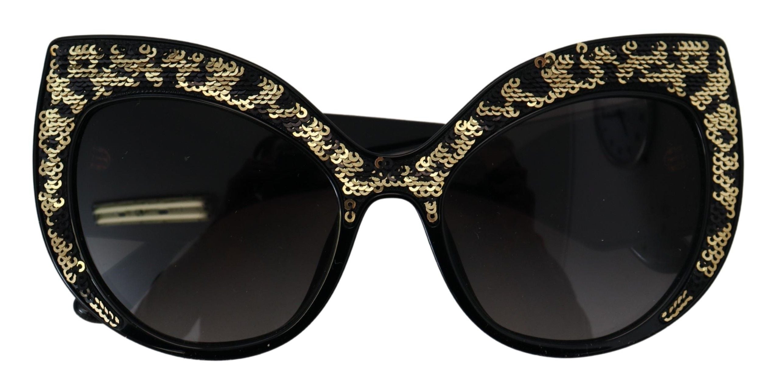 Dolce & Gabbana Black Gold Sequin Butterfly Polarized Sunglasses DG4326