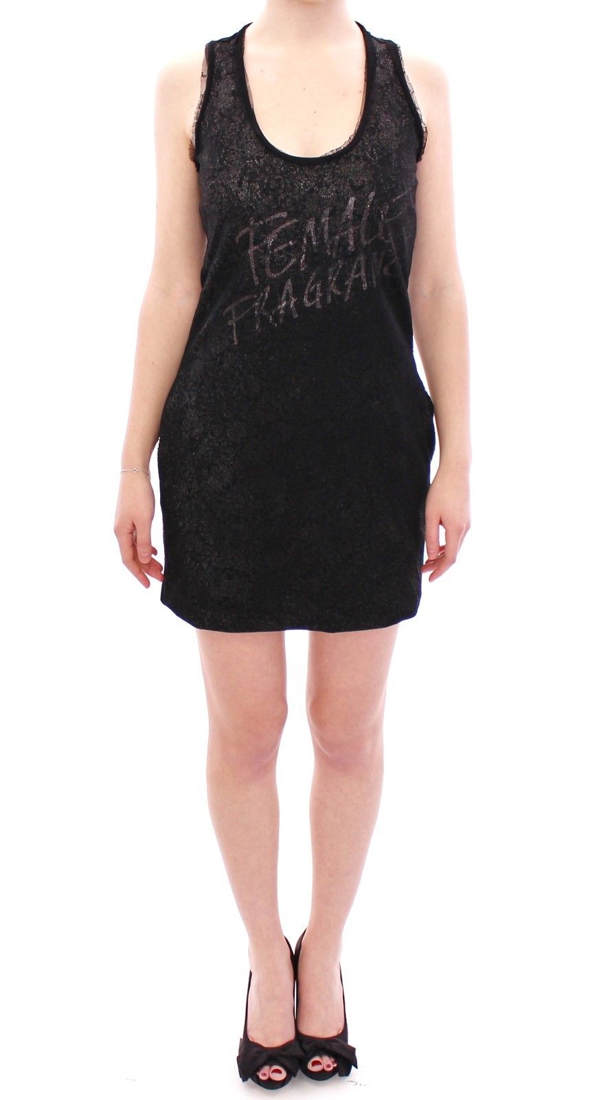 Ermanno Scervino Black Lace-Lined Stretch Mini Dress