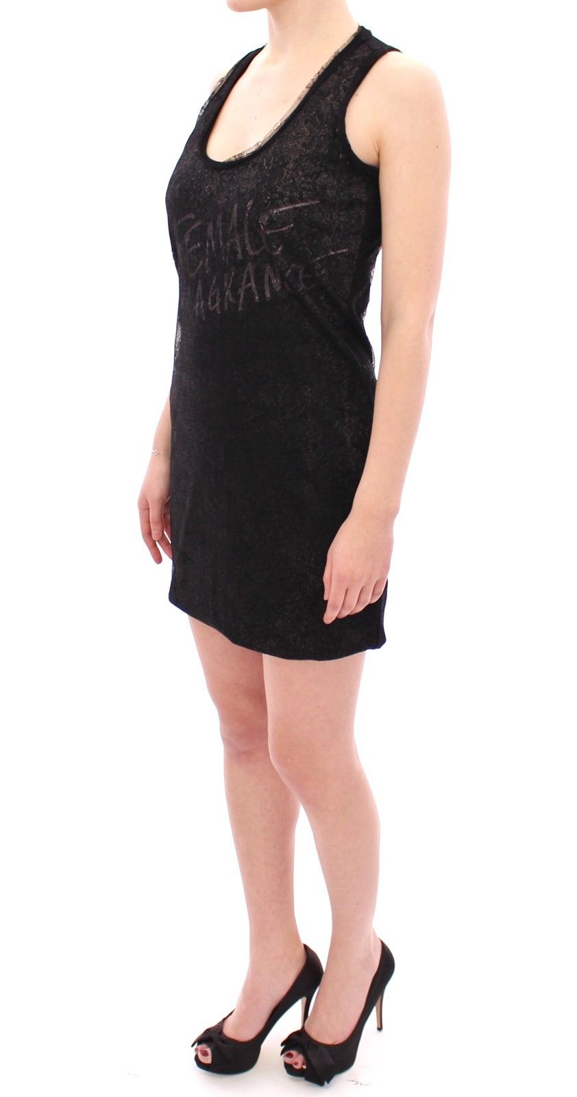 Ermanno Scervino Black Lace-Lined Stretch Mini Dress