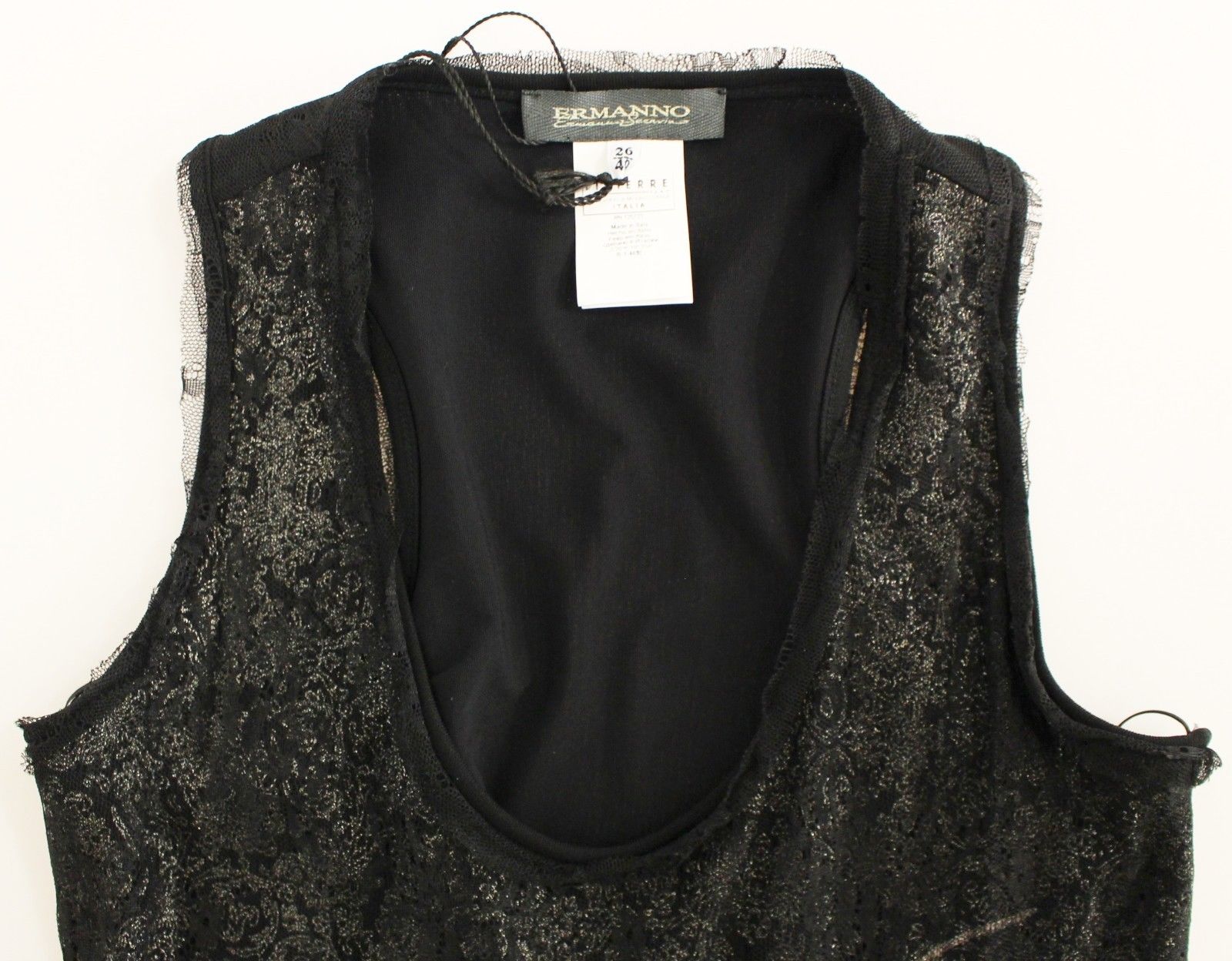 Ermanno Scervino Black Lace-Lined Stretch Mini Dress