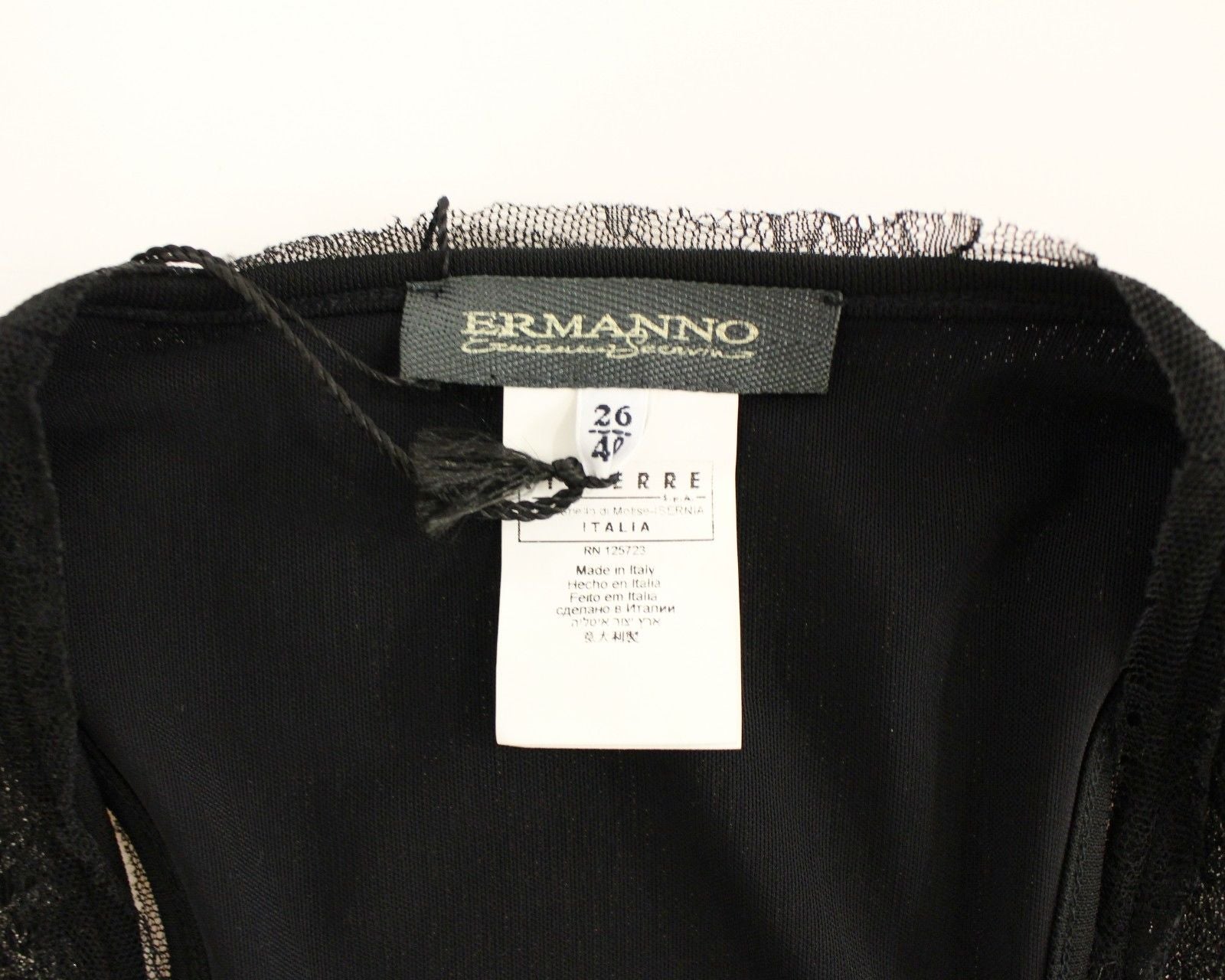 Ermanno Scervino Black Lace-Lined Stretch Mini Dress