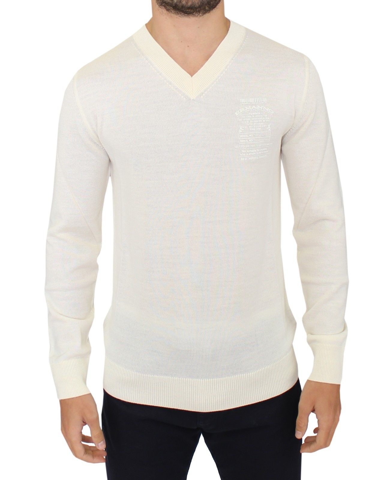 Ermanno Scervino Off-White Wool Blend V-Neck Pullover