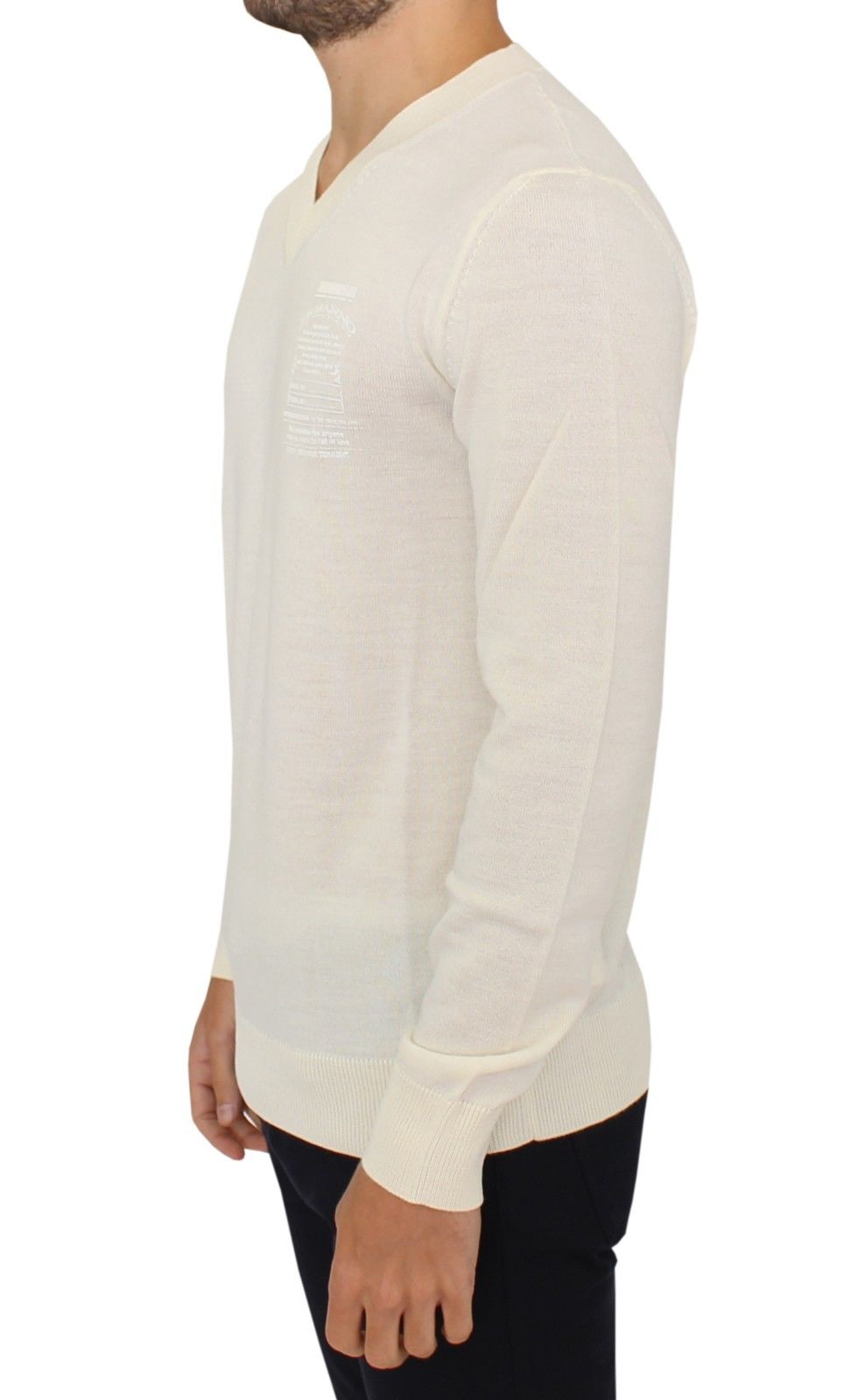 Ermanno Scervino Off-White Wool Blend V-Neck Pullover