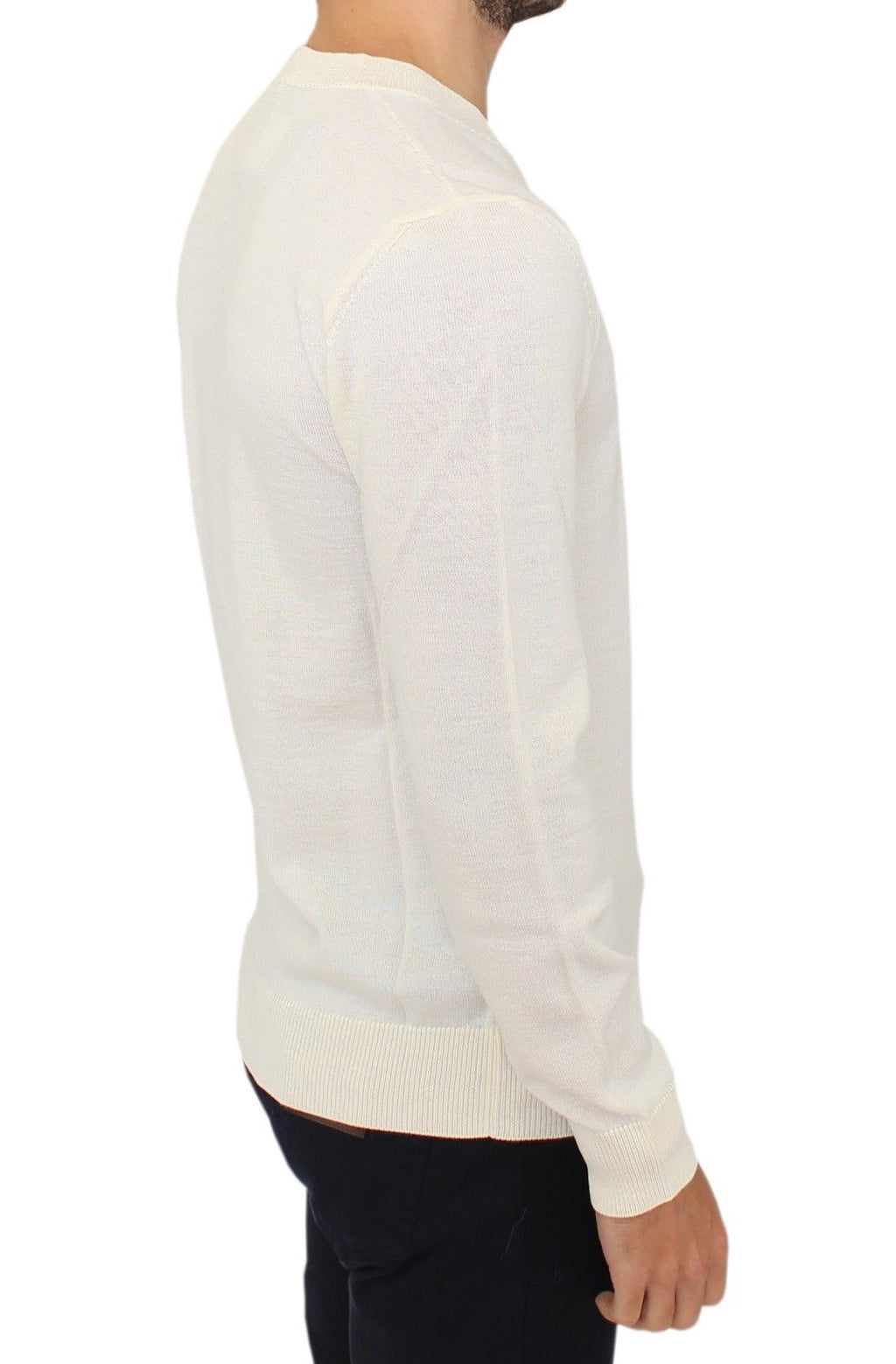 Ermanno Scervino Off-White Wool Blend V-Neck Pullover