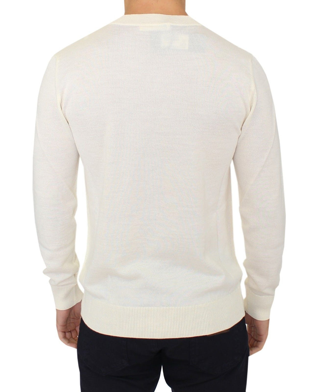 Ermanno Scervino Off-White Wool Blend V-Neck Pullover