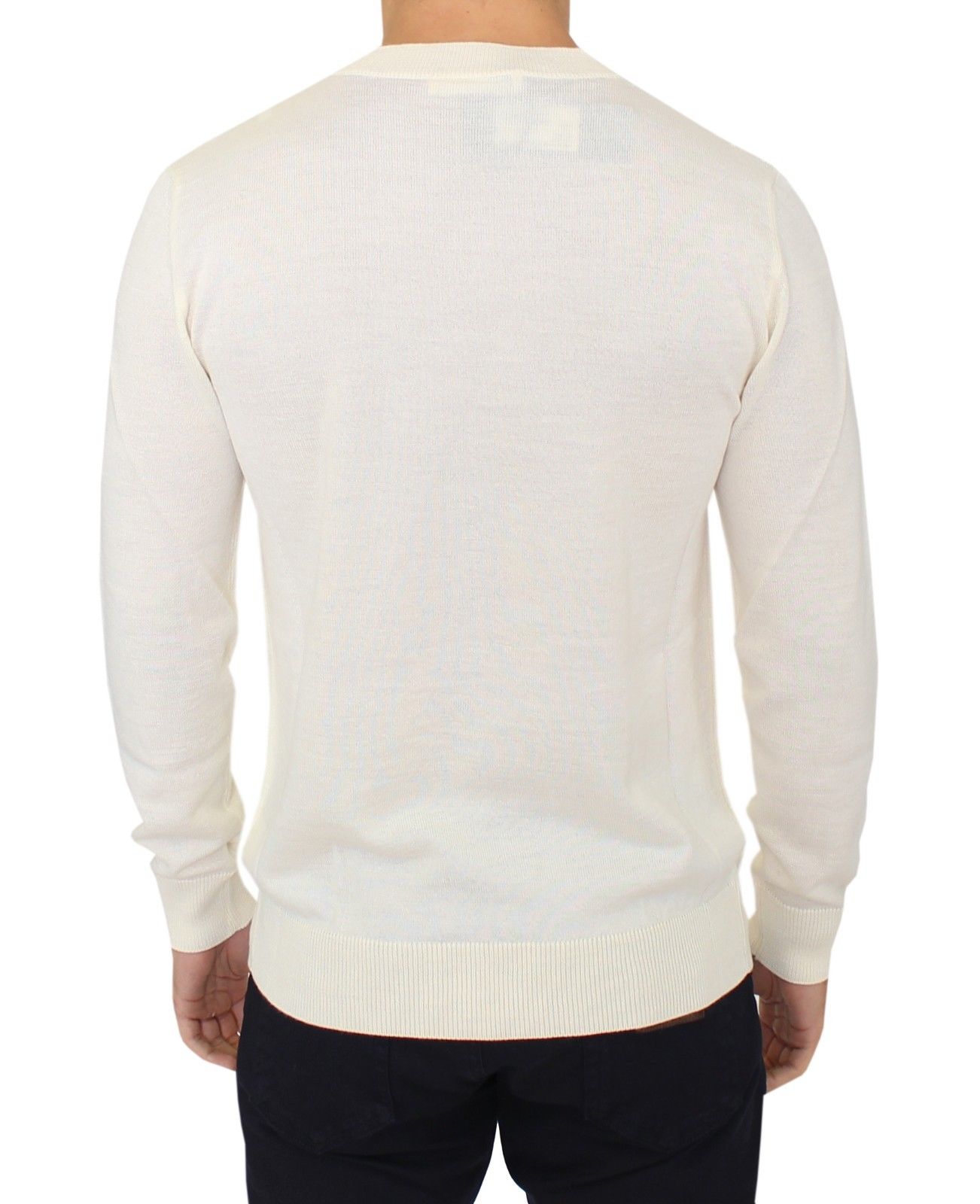 Ermanno Scervino Off-White Wool Blend V-Neck Pullover