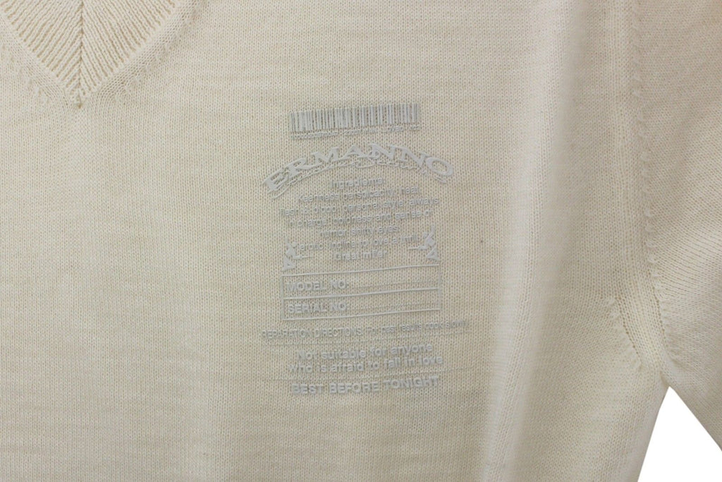 Ermanno Scervino Off-White Wool Blend V-Neck Pullover