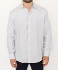 Ermanno Scervino White-Gray Striped Regular Fit Casual Shirt