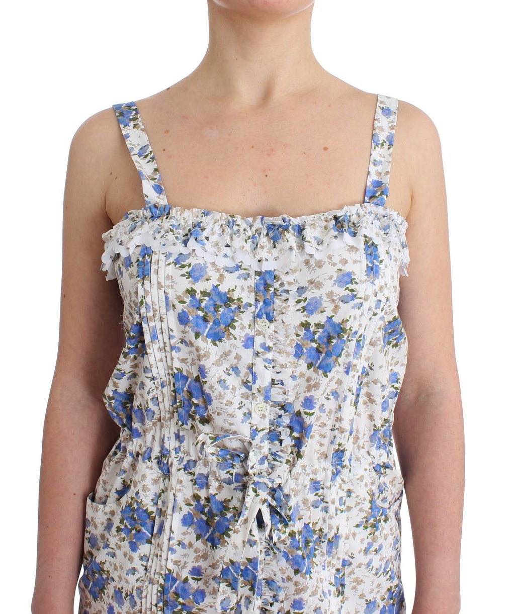 Ermanno Scervino Strandmode Blau Geblümtes Strandminikleid Kurz