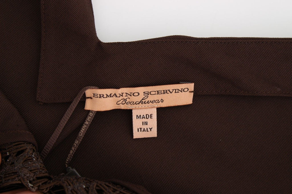 Ermanno Scervino Beachwear Braunes Stretch-Tunikakleid aus Baumwolle