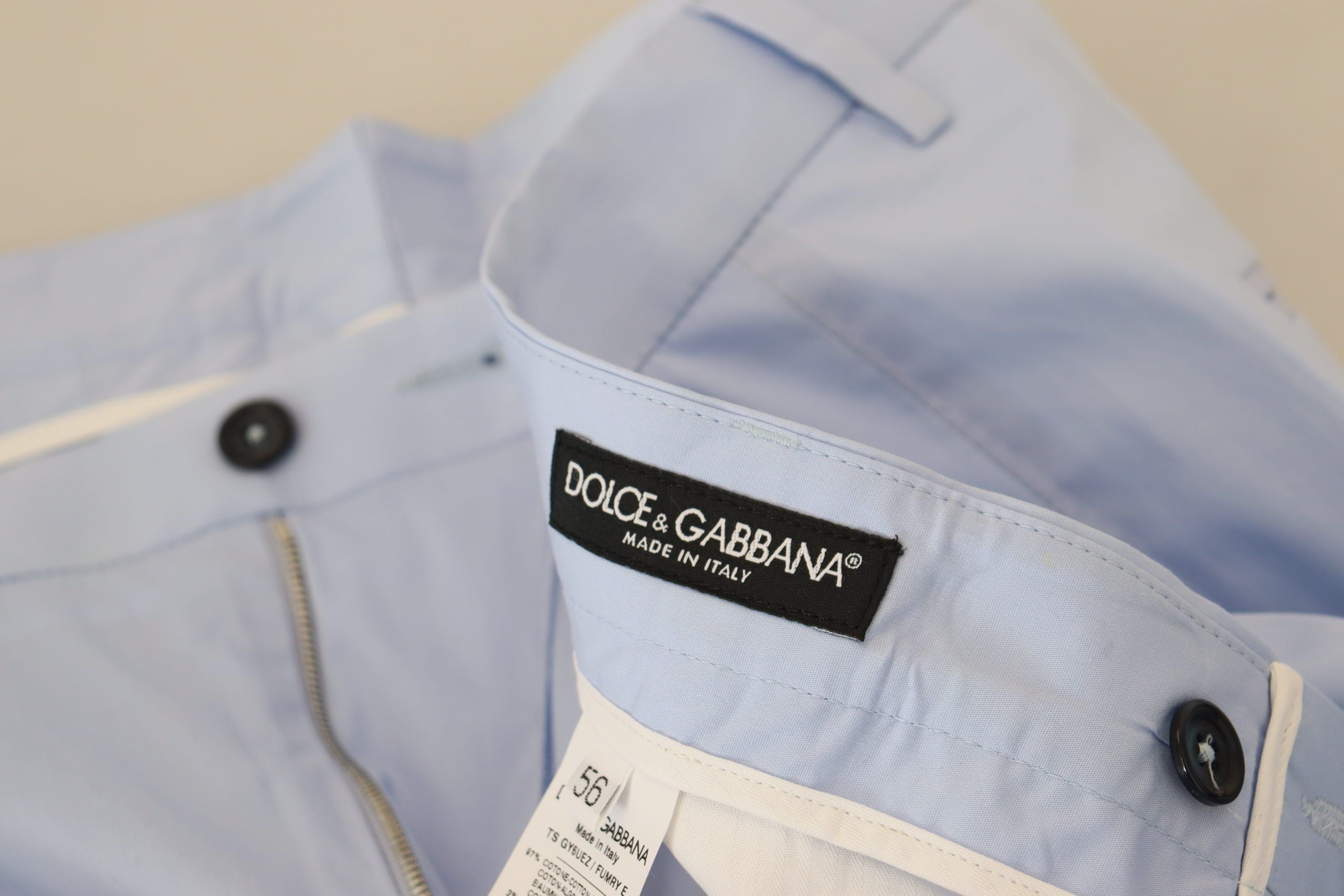 Dolce & Gabbana Blaue Baumwoll-Stretch-Hose Chinos Hosen