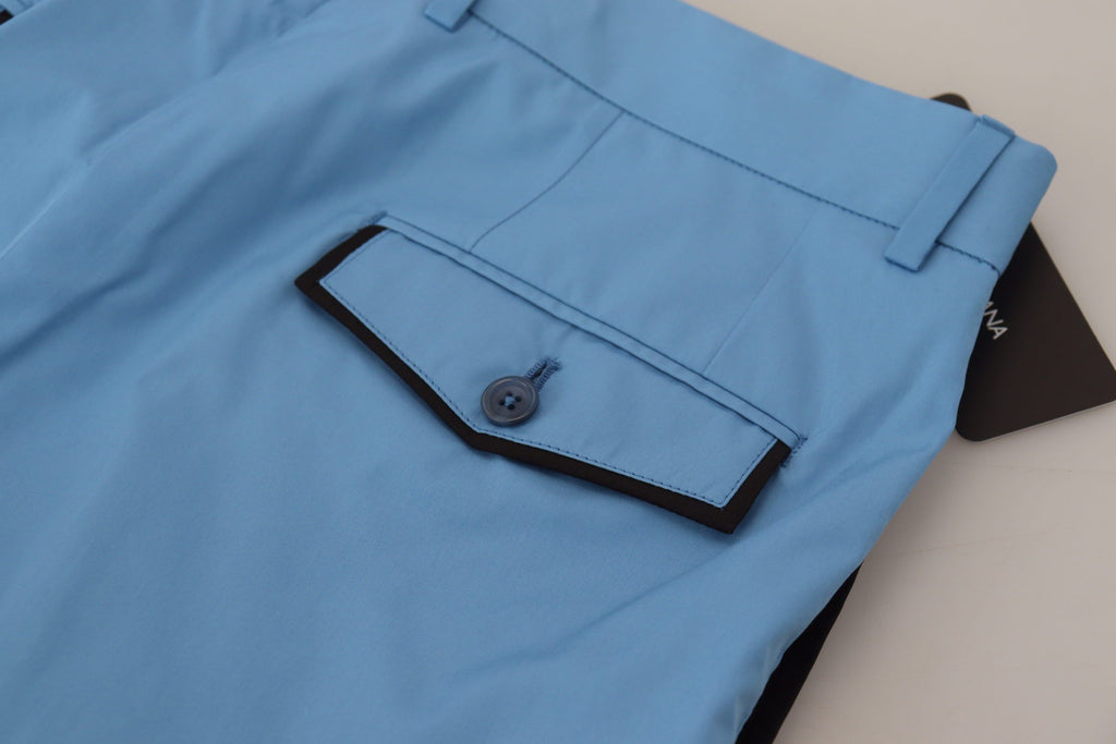 Dolce & Gabbana Blaue Baumwoll-Seiden-Hose Chinohose Hose