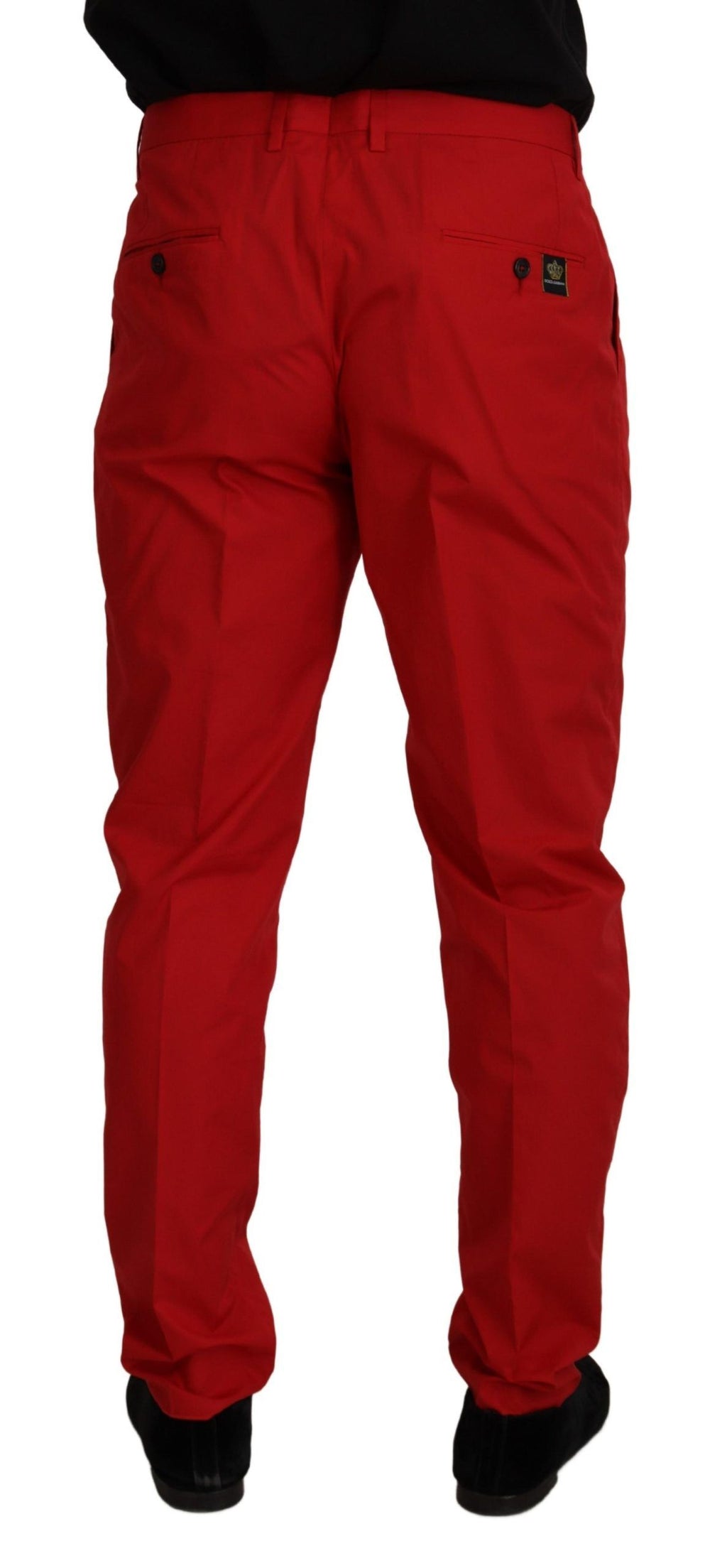 Dolce & Gabbana Red Cotton Slim Fit Chinos Trousers