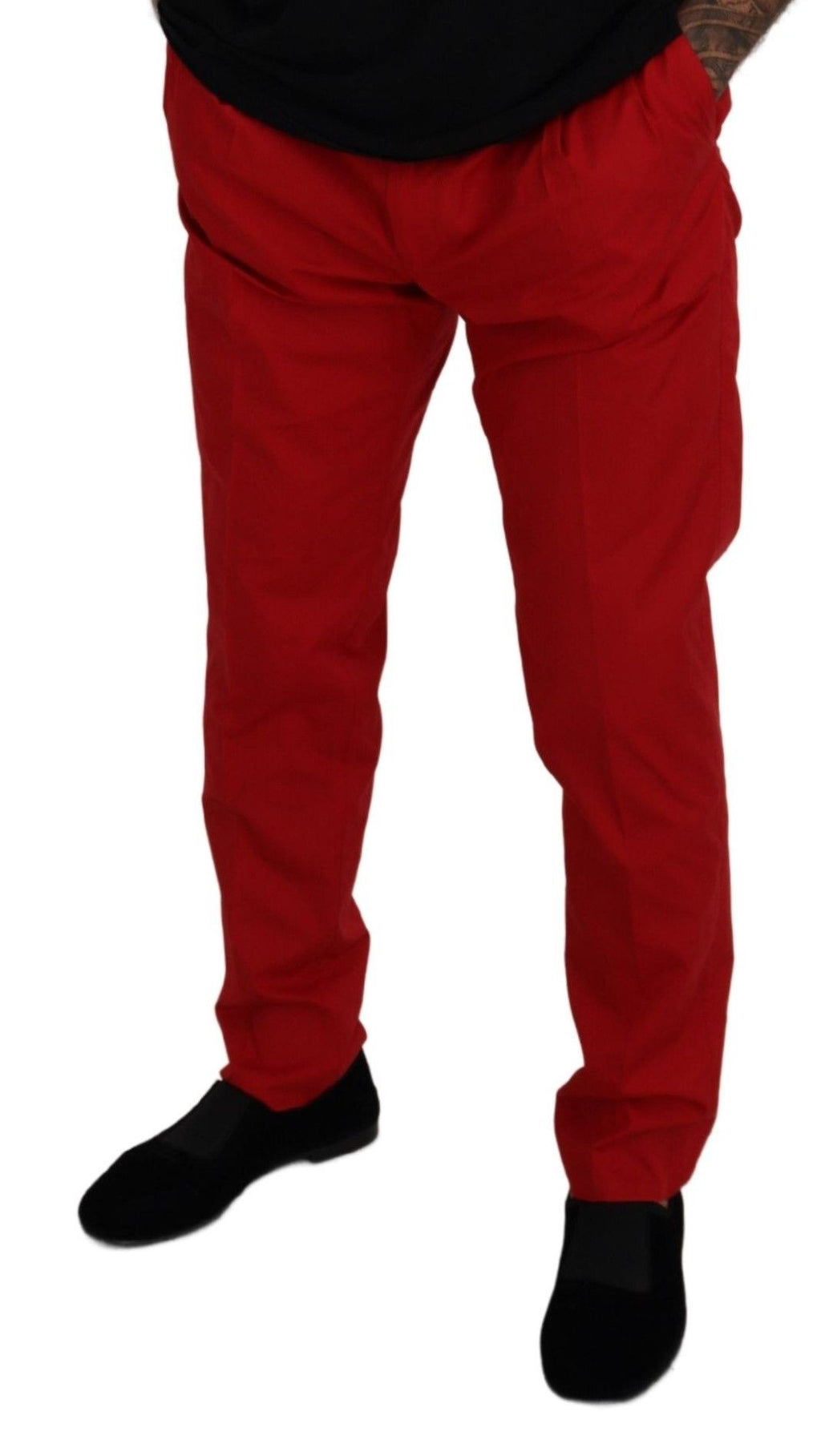 Dolce & Gabbana Red Cotton Slim Fit Chinos Trousers