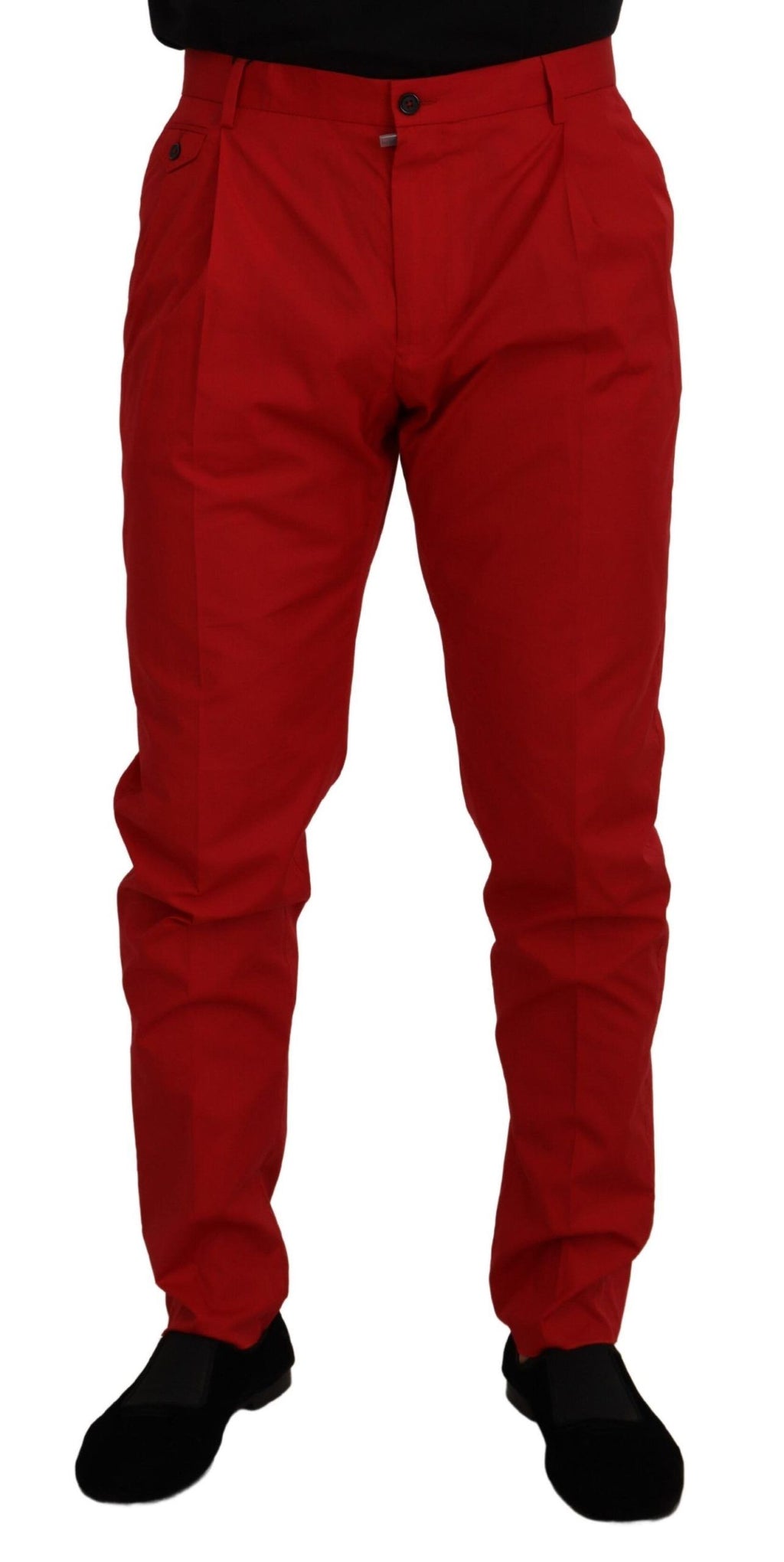Dolce & Gabbana Red Cotton Slim Fit Chinos Trousers