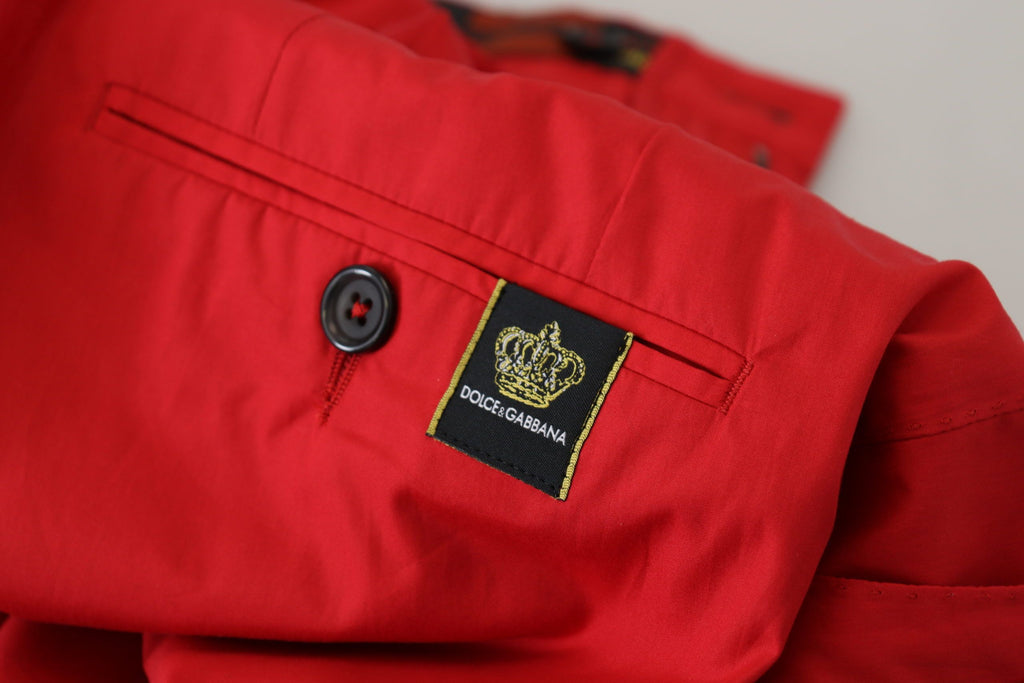 Dolce & Gabbana Red Cotton Slim Fit Chinos Trousers