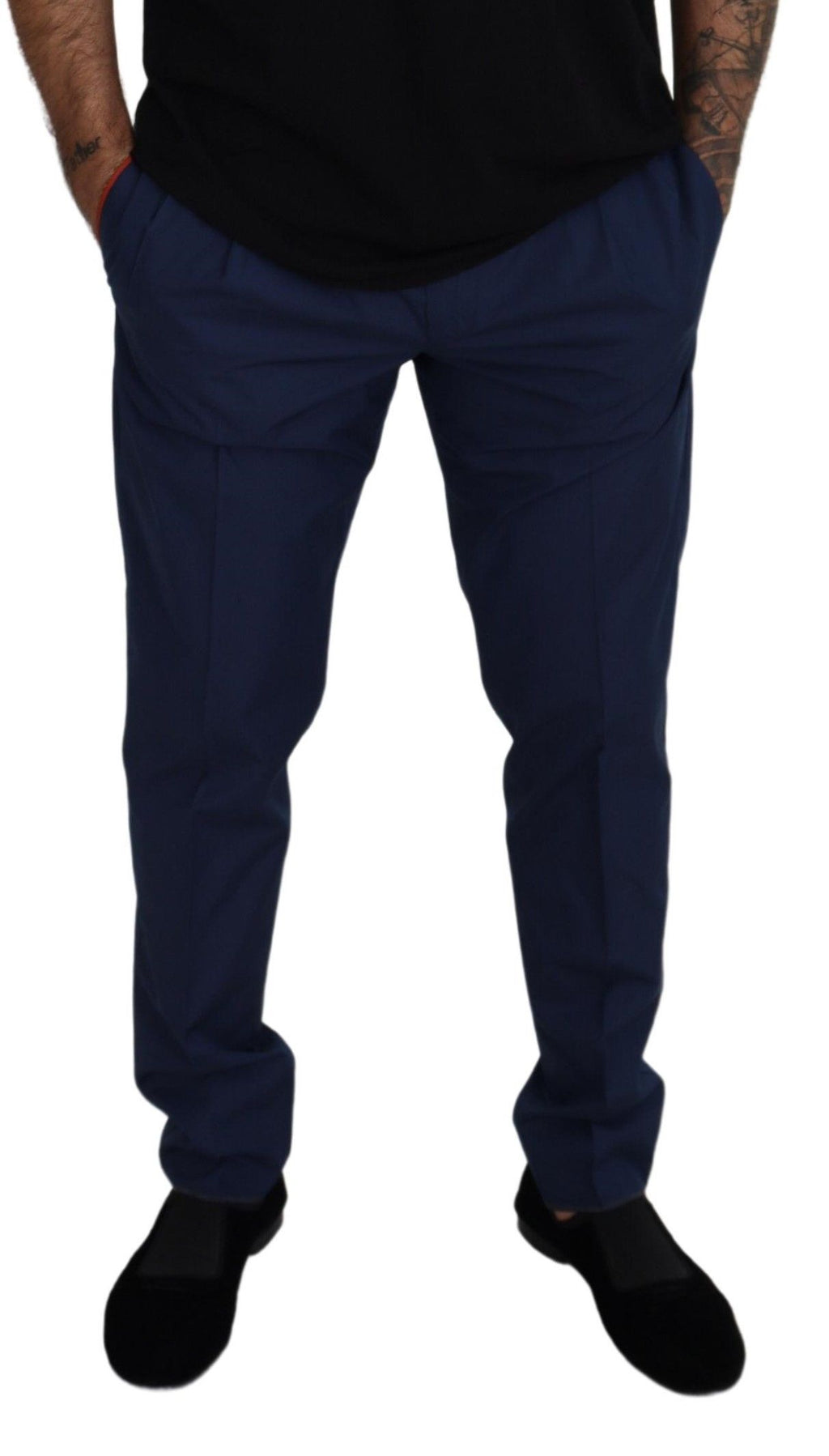 Dolce & Gabbana Blue Cotton Silk Chino Pants Trousers