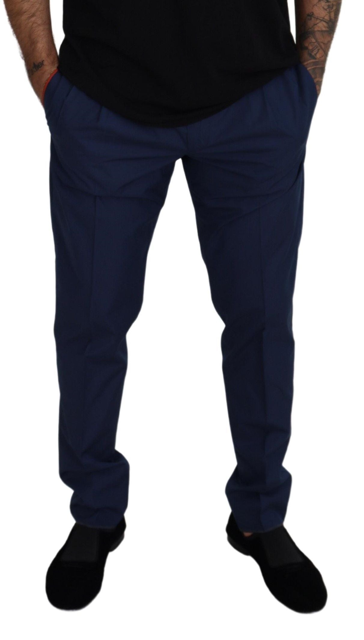 Dolce & Gabbana Blue Cotton Silk Chino Pants Trousers