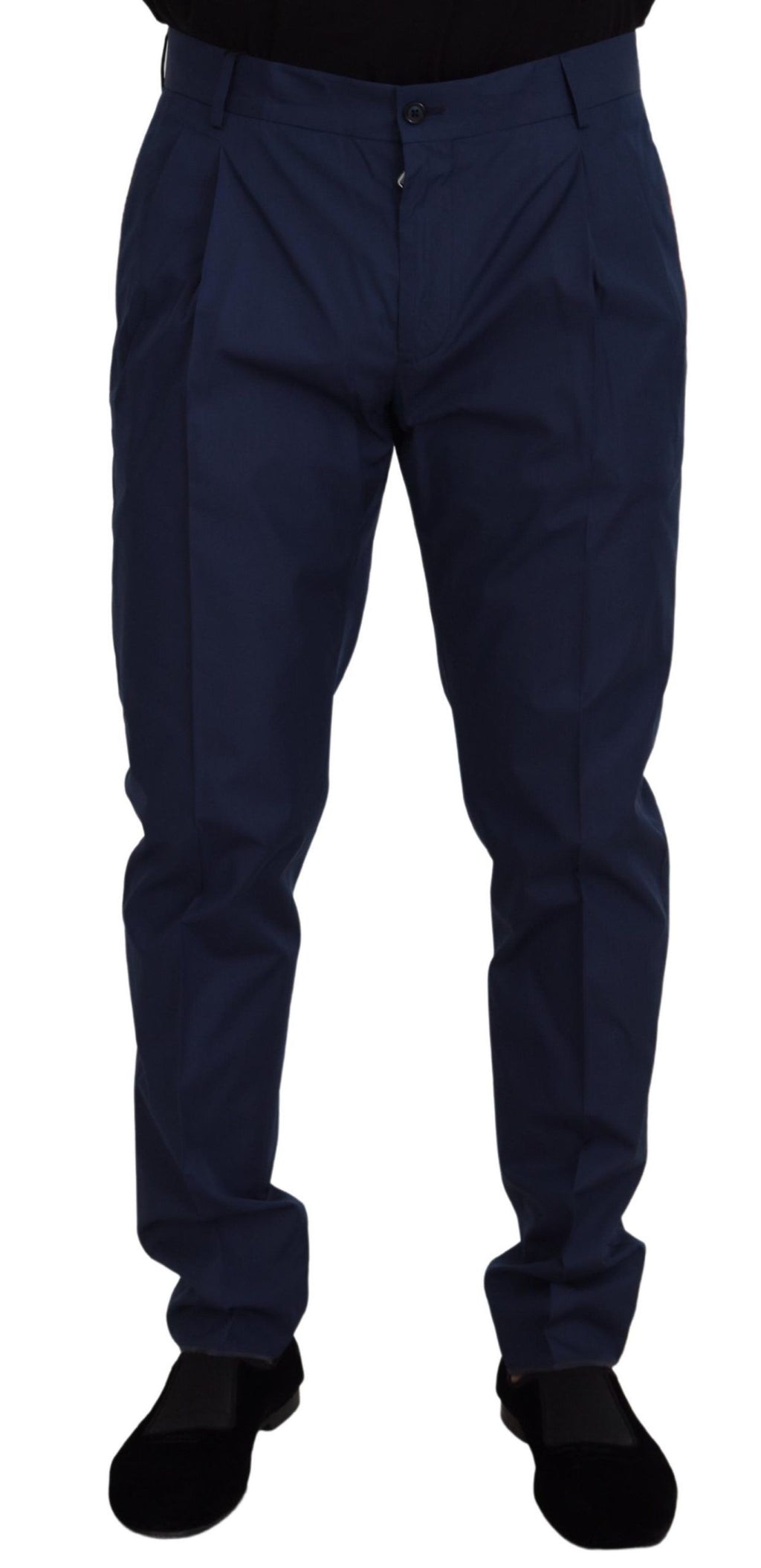 Dolce & Gabbana Blue Cotton Silk Chino Pants Trousers
