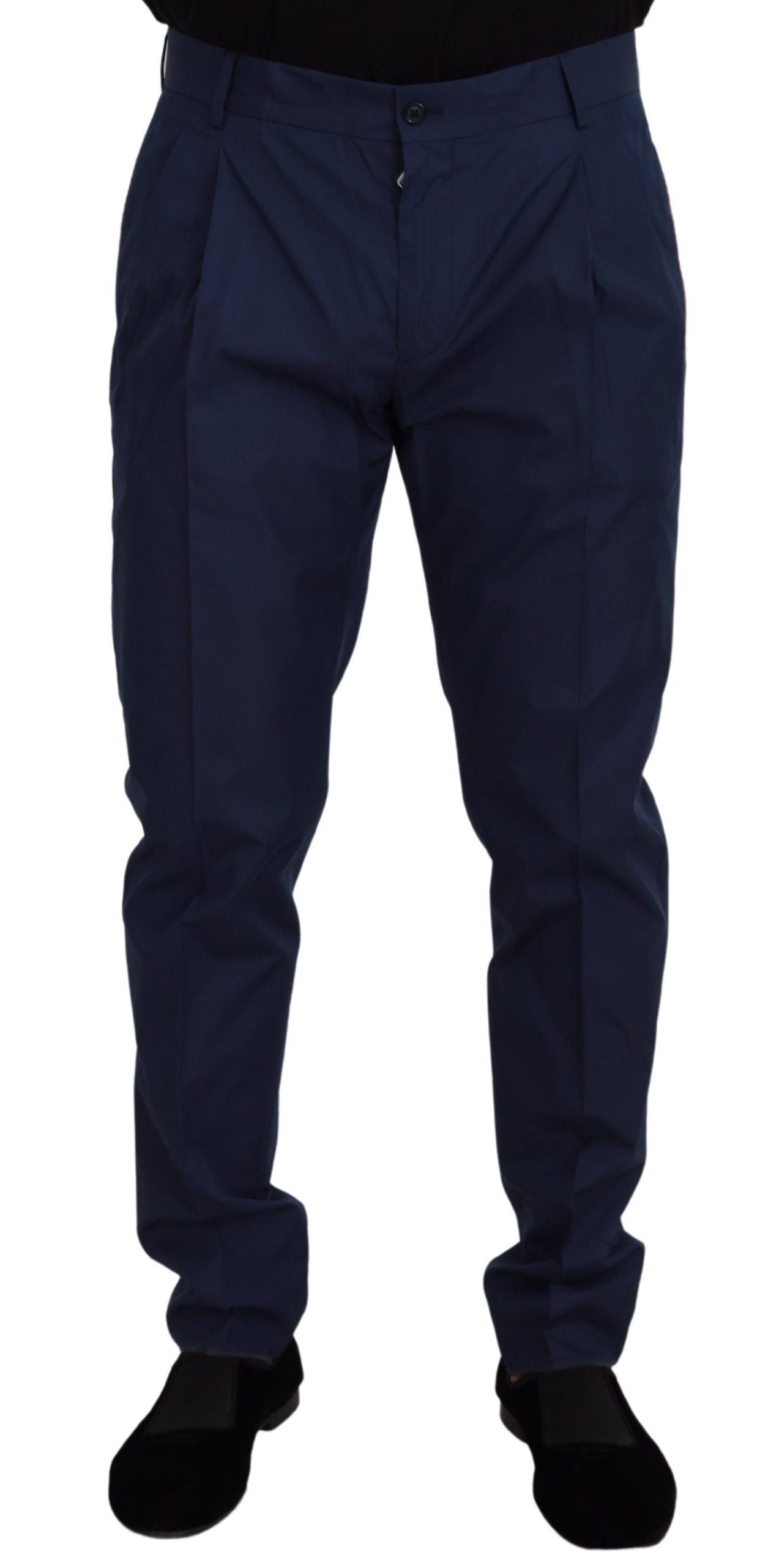 Dolce & Gabbana Blue Cotton Silk Chino Pants Trousers