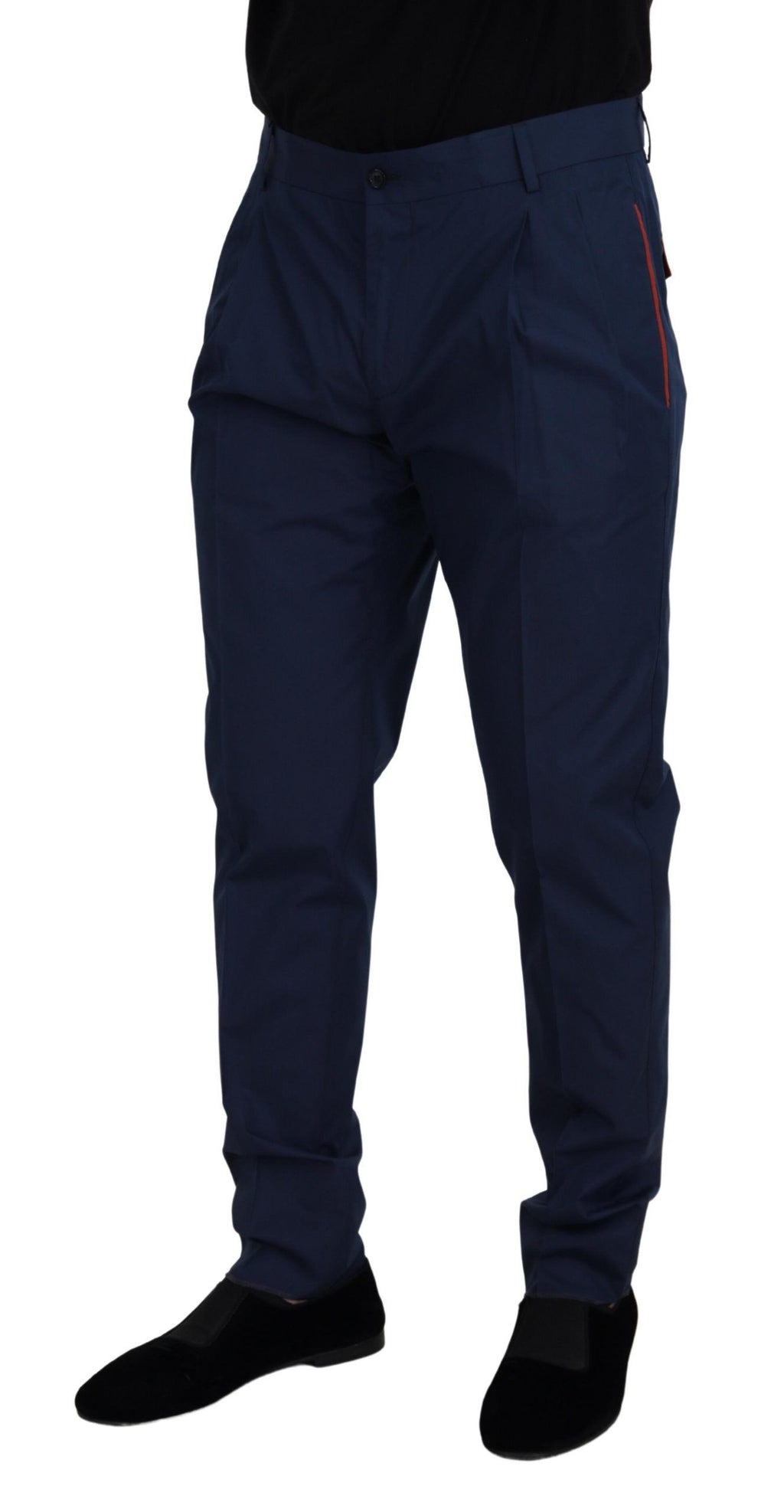 Dolce & Gabbana Blue Cotton Silk Chino Pants Trousers
