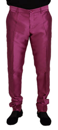Dolce & Gabbana Rosa Seide Schlanke Hose Kleid Formelle Hose