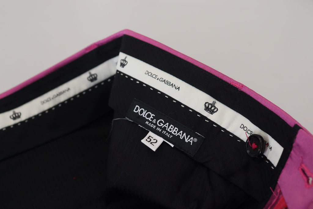 Dolce & Gabbana Rosa Seide Schlanke Hose Kleid Formelle Hose