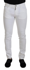 Dolce & Gabbana Weiße Slim Skinny Stretch-Baumwoll-Denim-Jeans