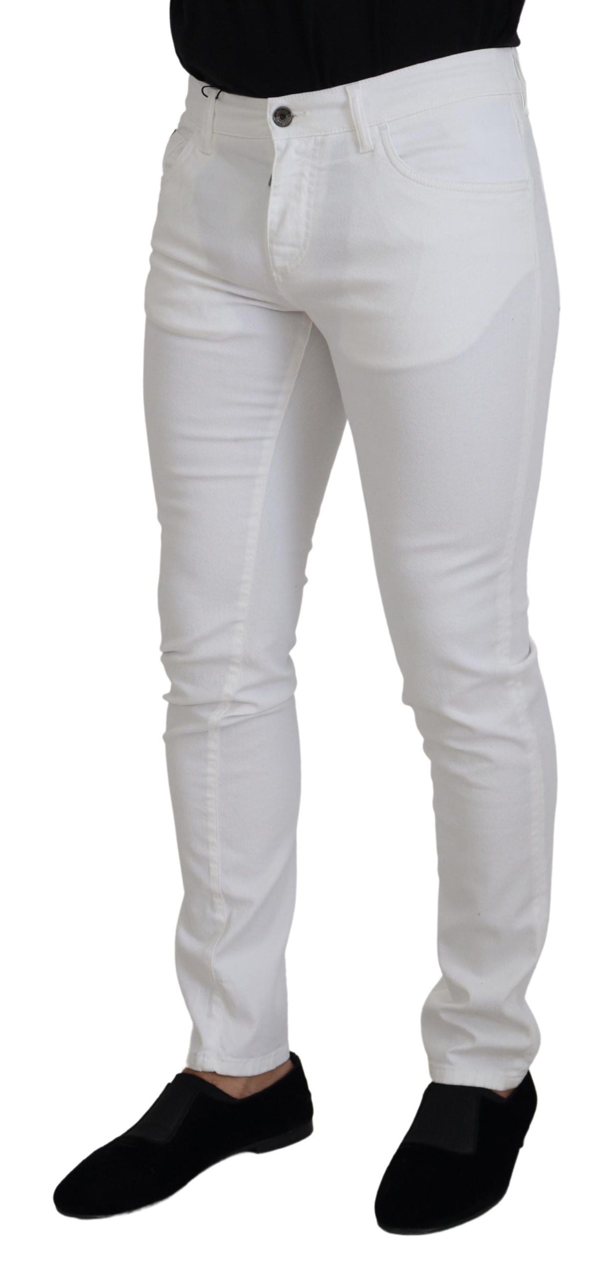 Dolce & Gabbana Weiße Slim Skinny Stretch-Baumwoll-Denim-Jeans
