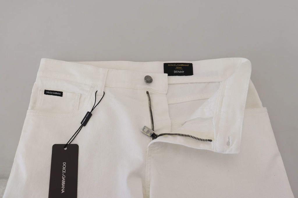 Dolce & Gabbana Weiße Slim Skinny Stretch-Baumwoll-Denim-Jeans
