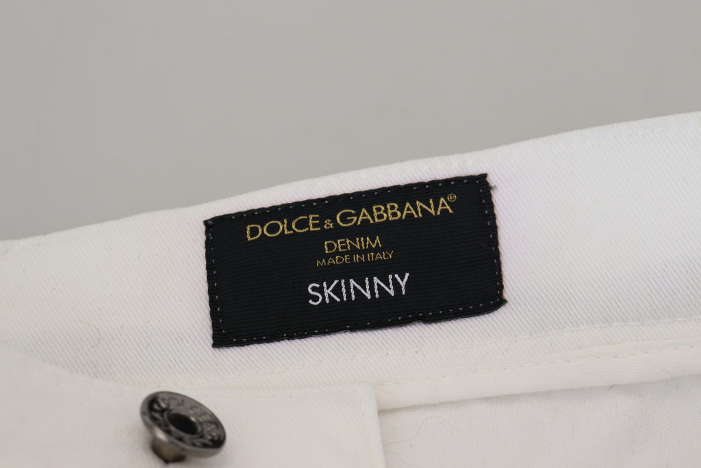 Dolce & Gabbana Weiße Slim Skinny Stretch-Baumwoll-Denim-Jeans