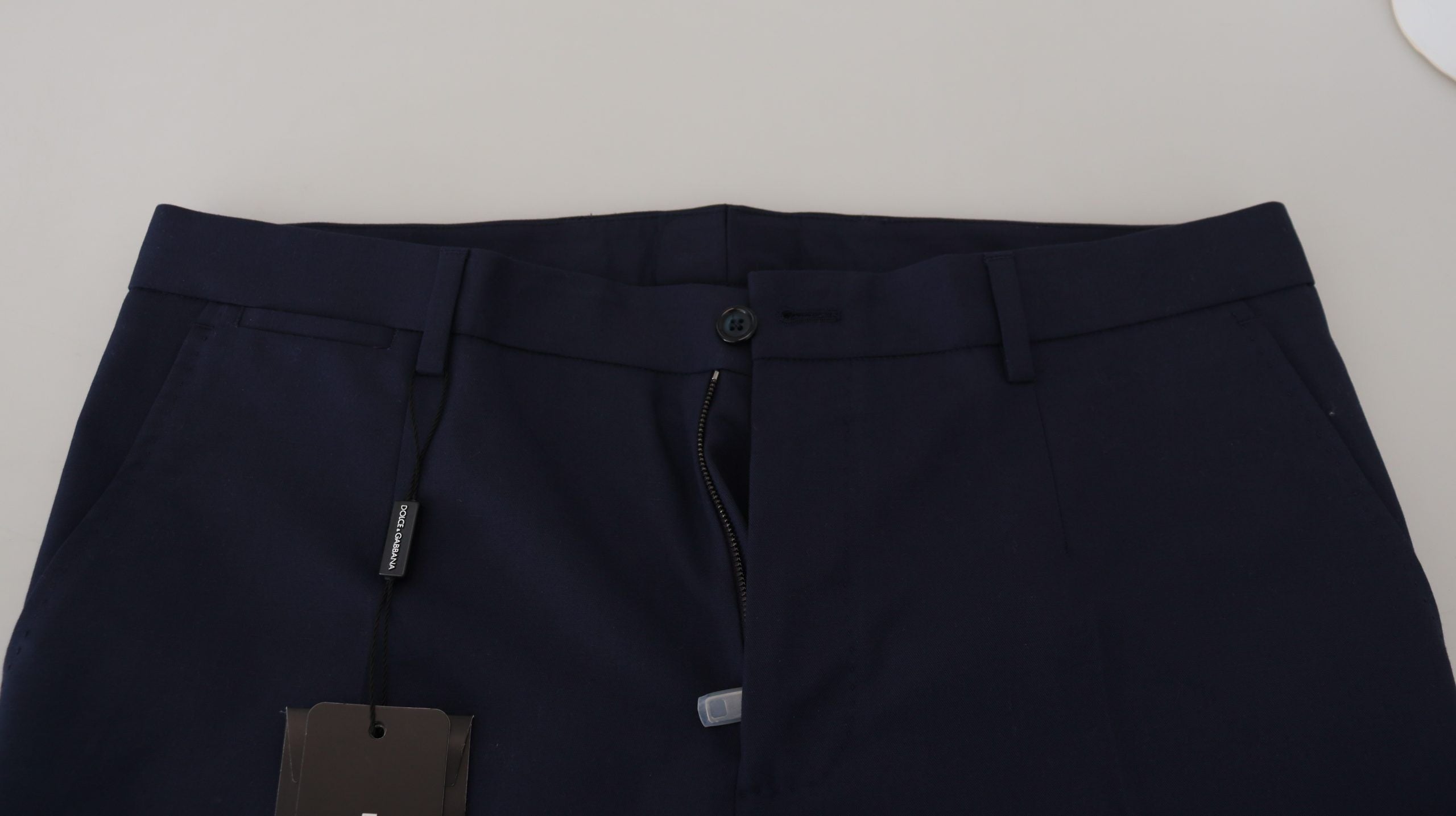 Dolce & Gabbana Blue Linen Cotton Slim Chinos Pants