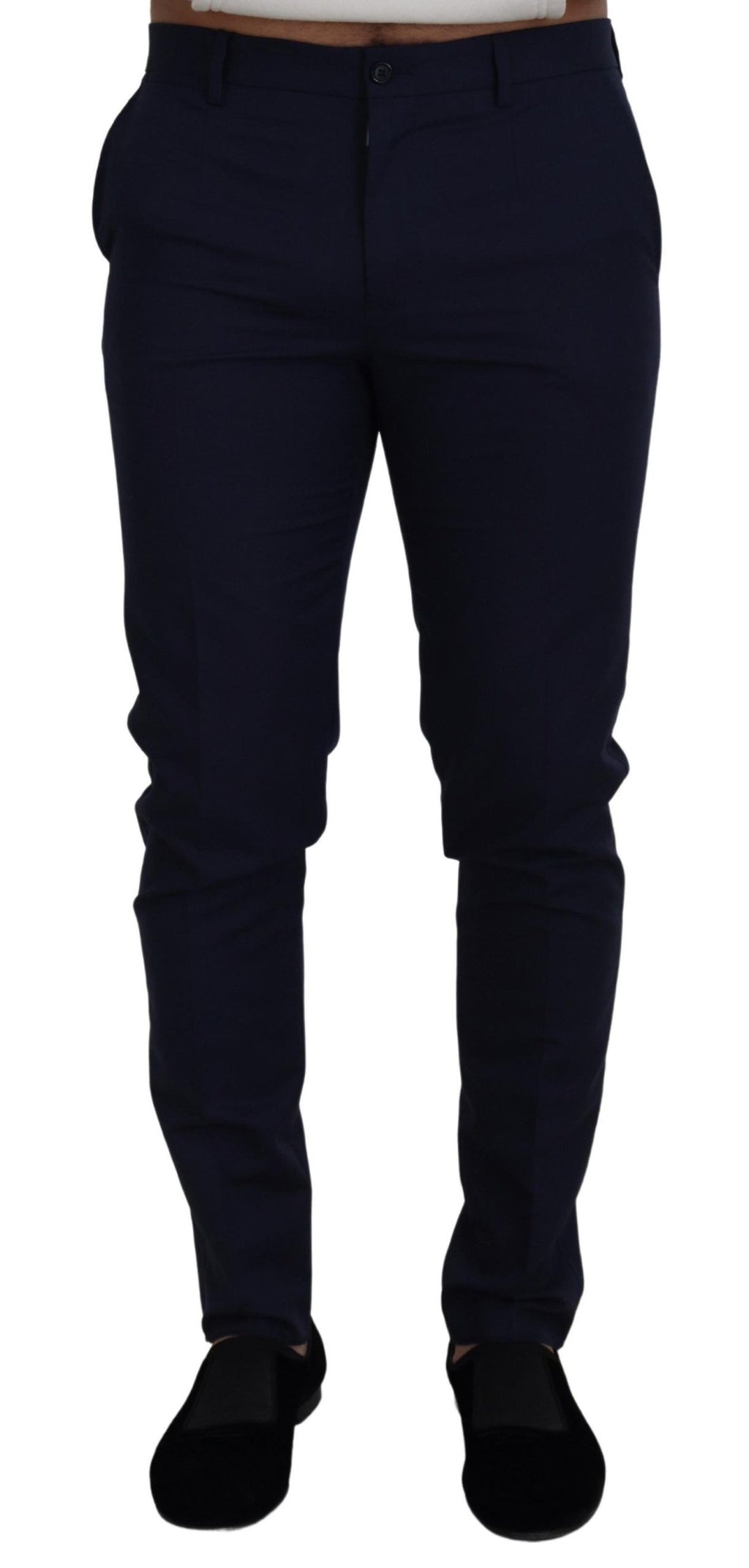 Dolce & Gabbana Blue Linen Cotton Slim Chinos Pants