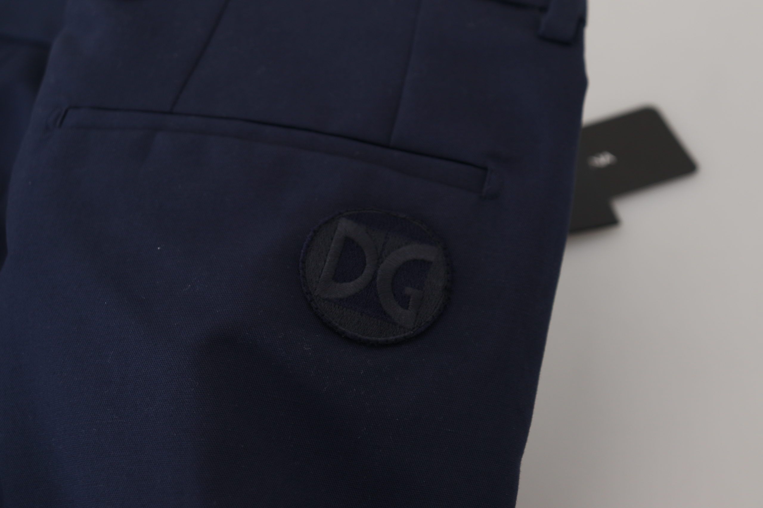 Dolce & Gabbana Blue Linen Cotton Slim Chinos Pants