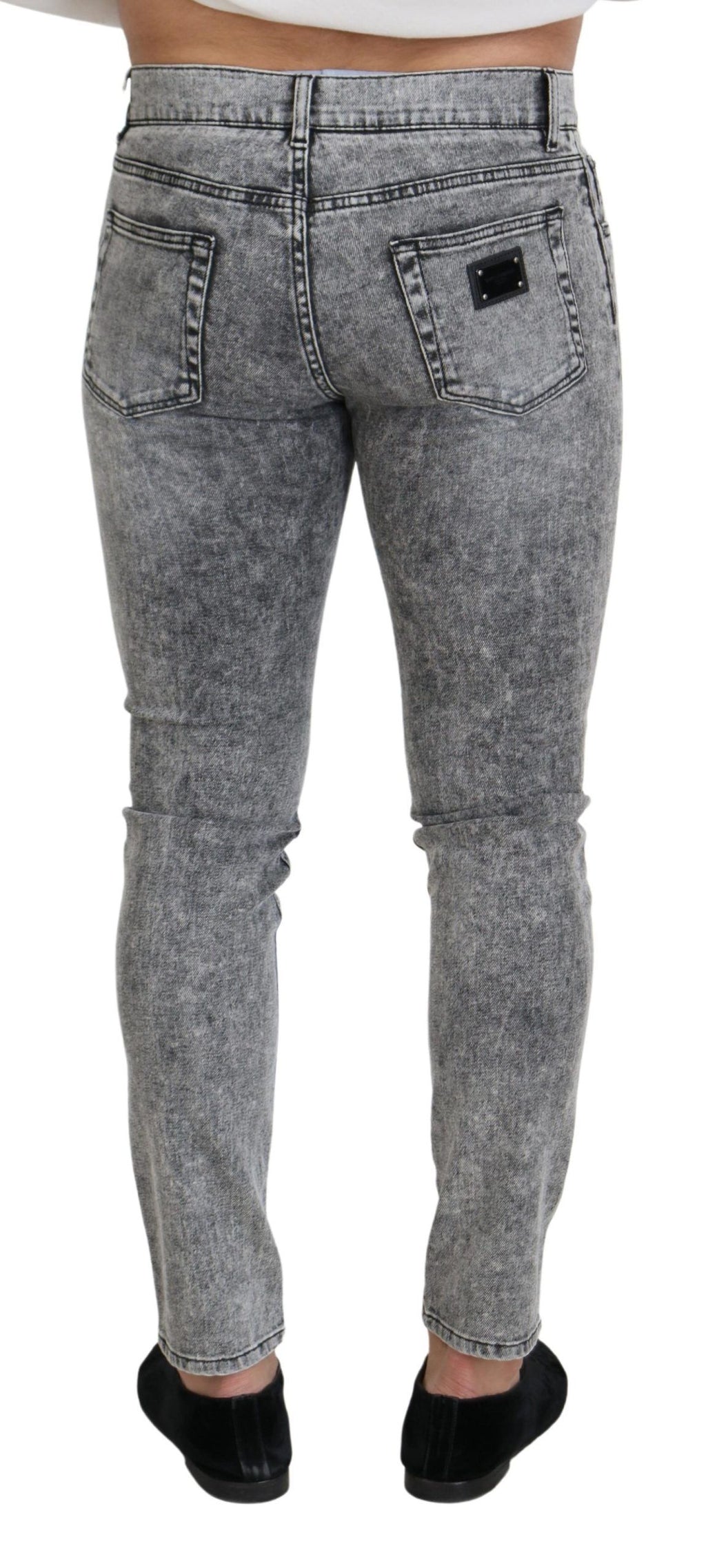 Dolce & Gabbana Grey Slim Fit Washed Stretch-Cotton Denim Jeans