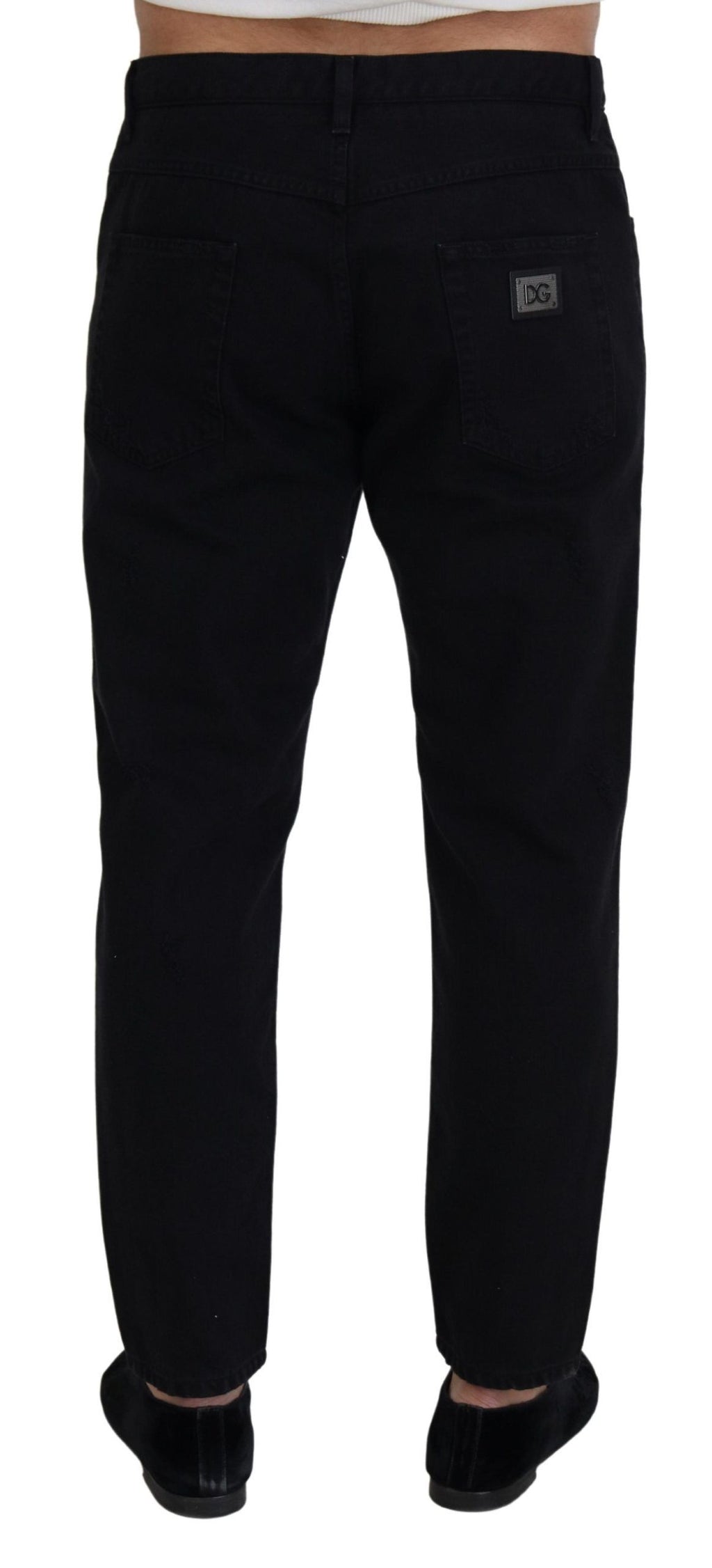Dolce & Gabbana Schwarze Loose Regular Zerrissene Baumwolljeans
