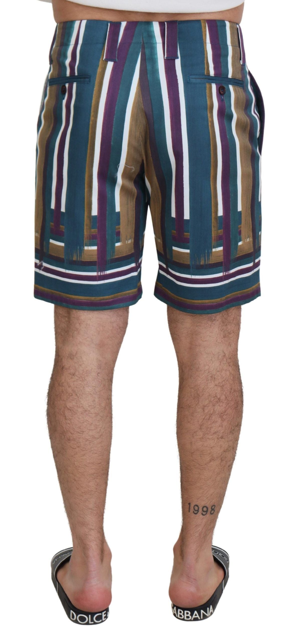 Dolce & Gabbana Multicolored Striped Stretch-Cotton Shorts