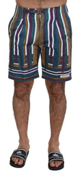 Dolce & Gabbana Multicolored Striped Stretch-Cotton Shorts