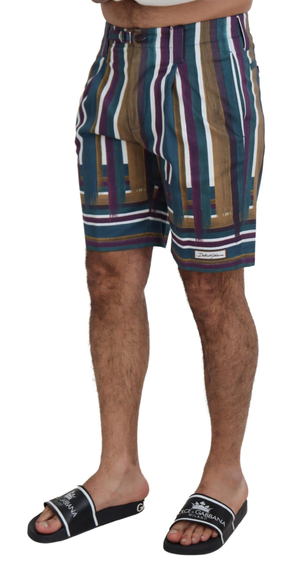 Dolce & Gabbana Multicolored Striped Stretch-Cotton Shorts
