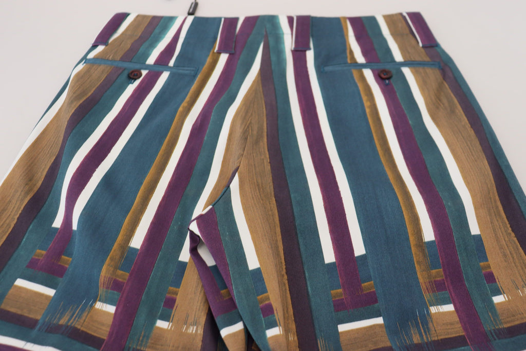 Dolce & Gabbana Multicolored Striped Stretch-Cotton Shorts
