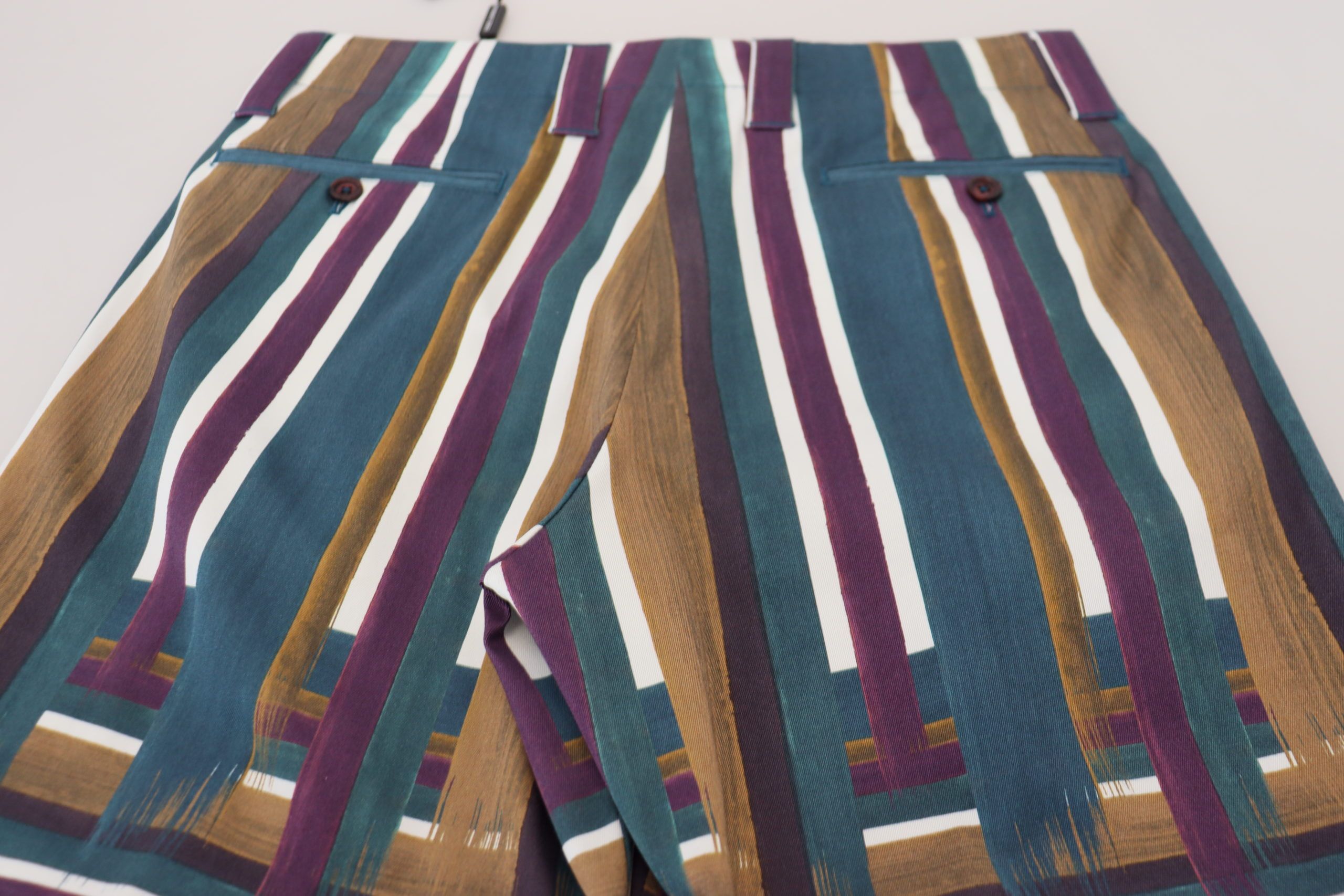 Dolce & Gabbana Multicolored Striped Stretch-Cotton Shorts