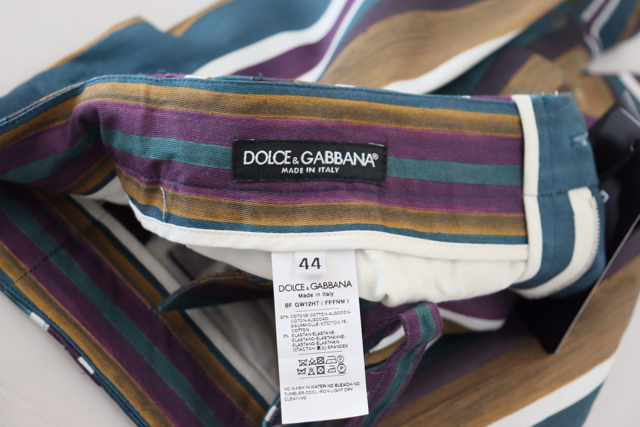 Dolce & Gabbana Multicolored Striped Stretch-Cotton Shorts