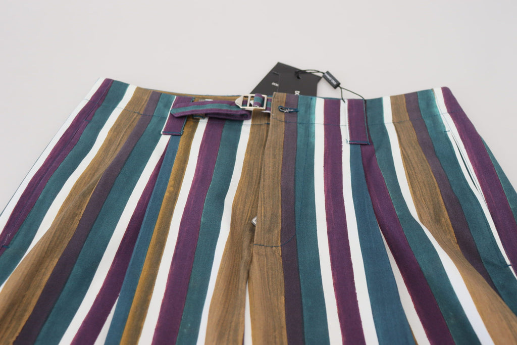 Dolce & Gabbana Multicolored Striped Stretch-Cotton Shorts