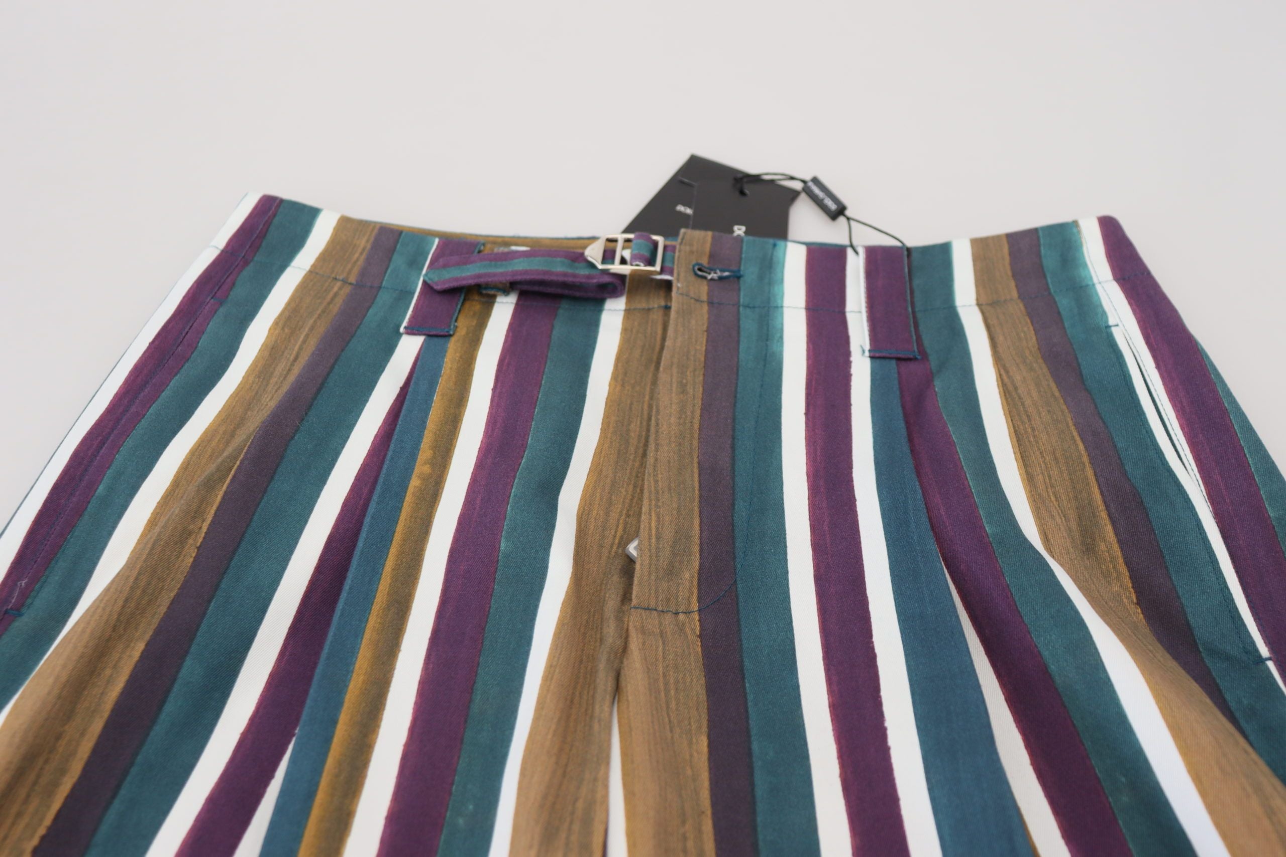 Dolce & Gabbana Multicolored Striped Stretch-Cotton Shorts