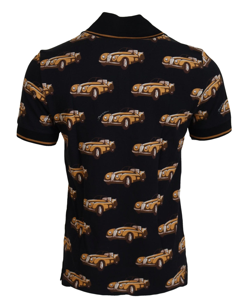 Dolce & Gabbana Schwarzes Kurzarm-Polo-T-Shirt mit Autodruck