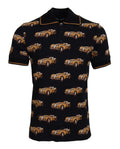 Dolce & Gabbana Schwarzes Kurzarm-Polo-T-Shirt mit Autodruck