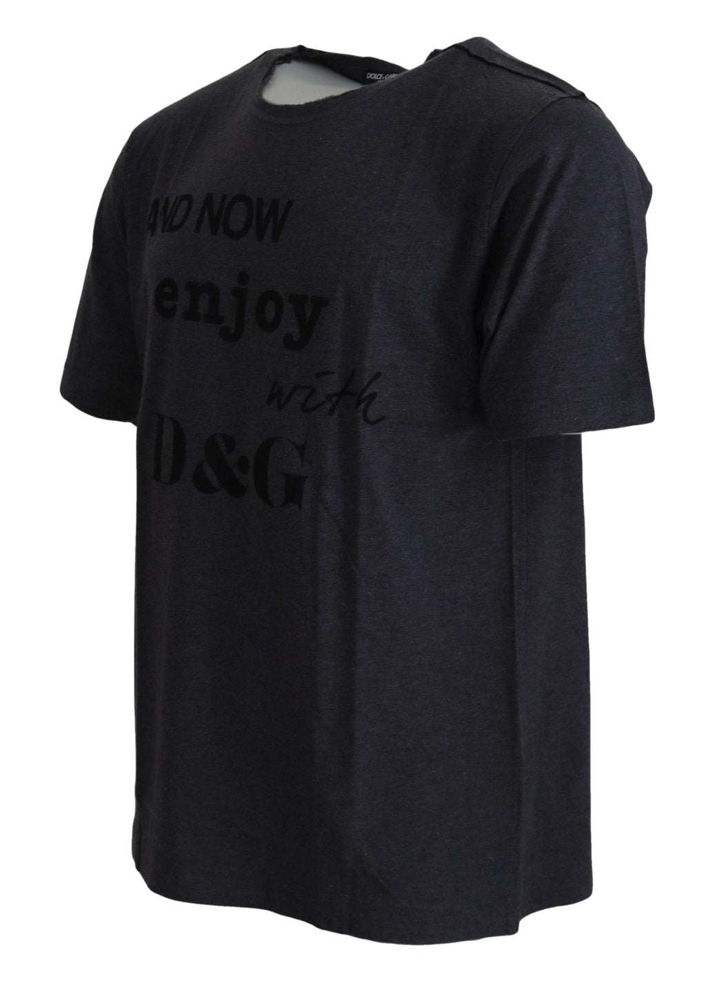 Dolce & Gabbana Graues Kurzarm-T-Shirt mit Rundhalsausschnitt aus Baumwolle