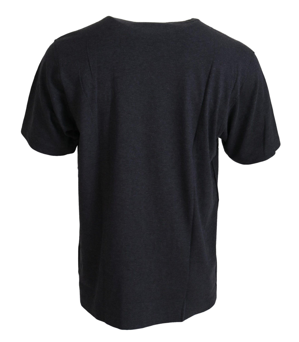 Dolce & Gabbana Graues Kurzarm-T-Shirt mit Rundhalsausschnitt aus Baumwolle