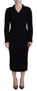 Dolce & Gabbana Black Wool Knitted Sweater Dress