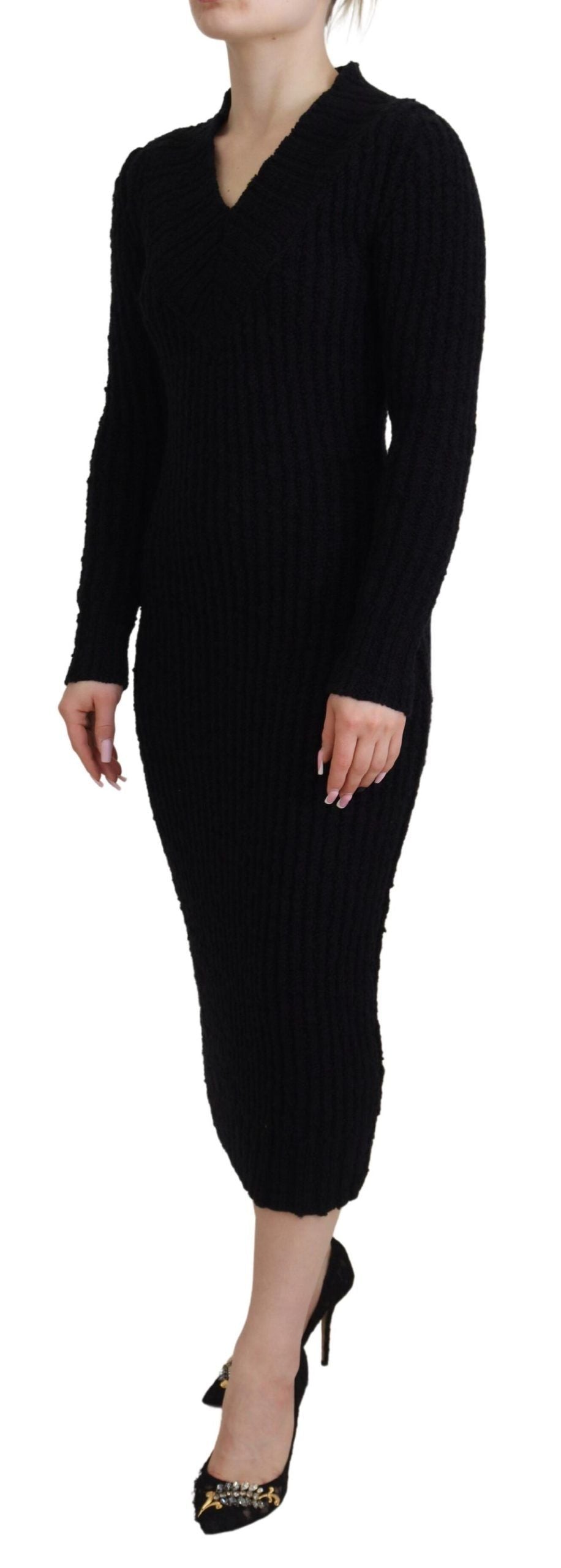 Dolce & Gabbana Black Wool Knitted Sweater Dress
